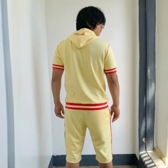 Men’s Frost Originals Ivory | Red Hooded Short Set NWT - Picture 2 of 4